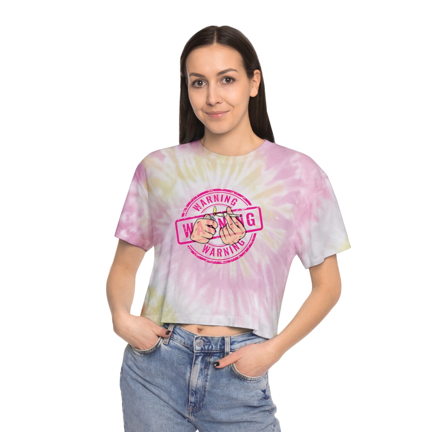 Warning | Women's Tie-Dye Crop Tee